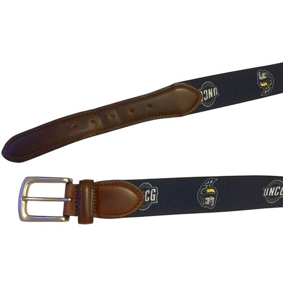 T.B.Phelps University of North Carolina Greensboro Mens Belt Nylon Leather Sz 34 - Picture 4 of 16